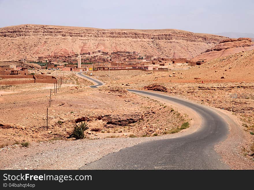 Road from Ouarzazate to Marrakesh through Atlas mountains. Road from Ouarzazate to Marrakesh through Atlas mountains