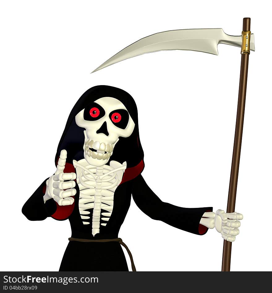 Illustration of a grim reaper showing his thumbs up isolated on a white background. Illustration of a grim reaper showing his thumbs up isolated on a white background