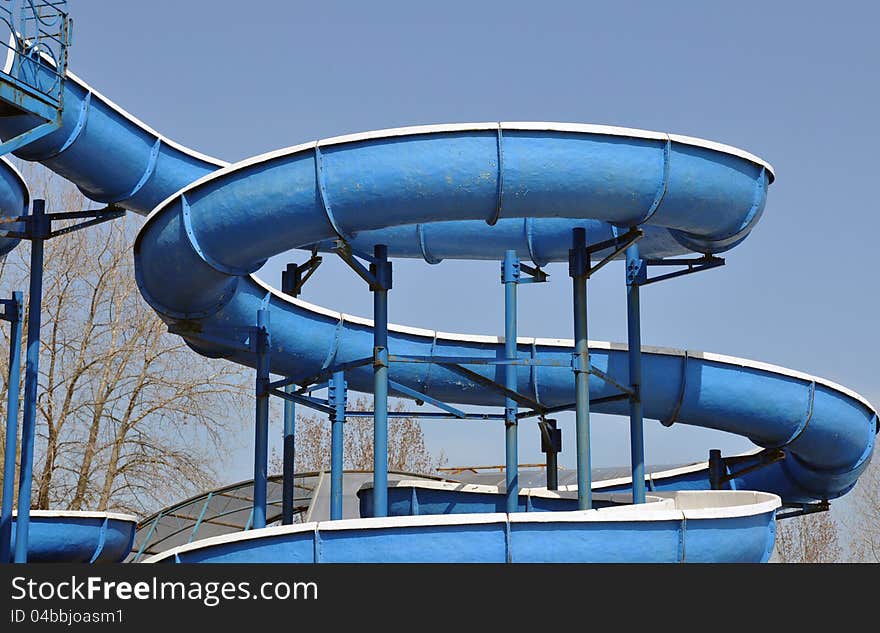 Blue slide in forest park