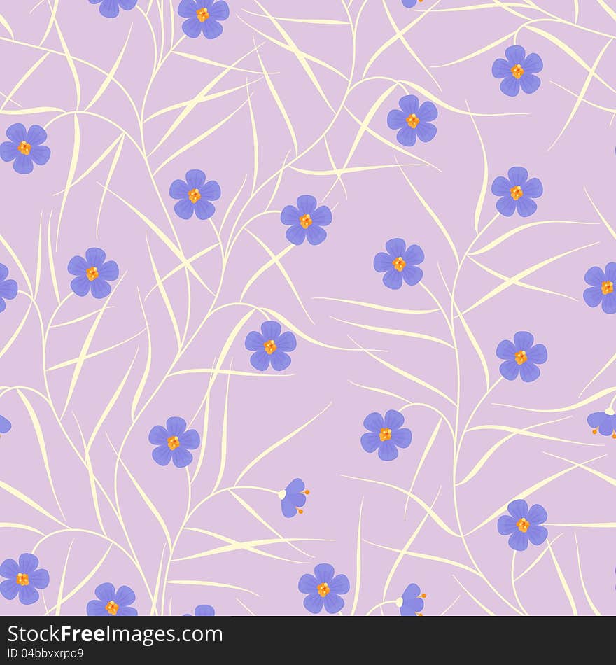 Floral seamless pattern with blue flowers