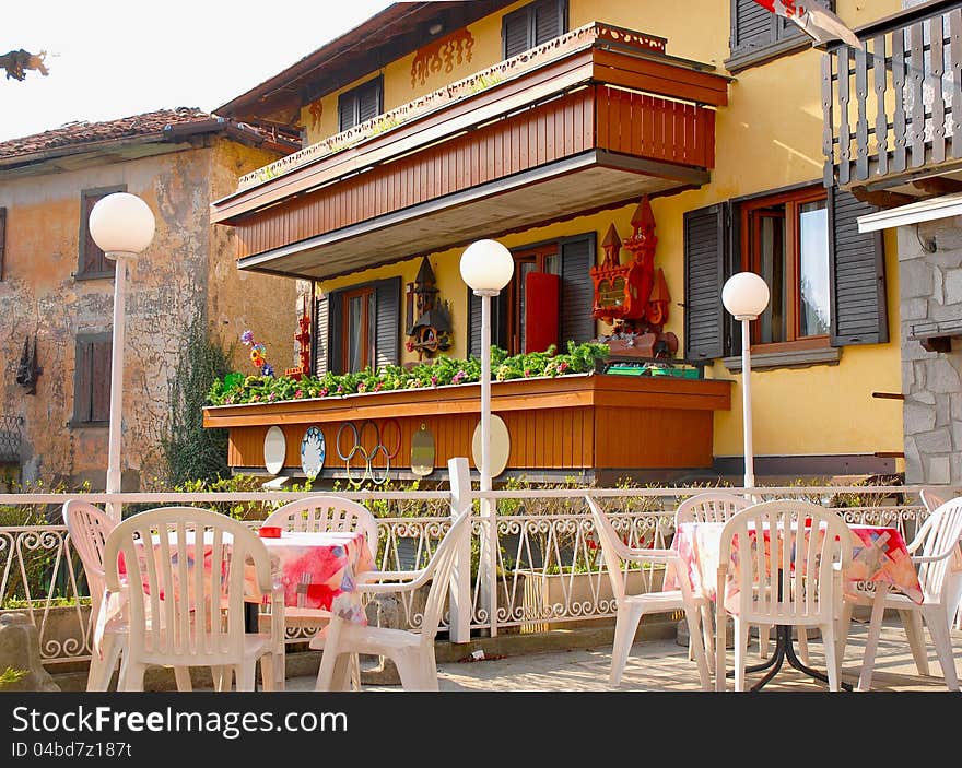 Outside terrace of restaurant, Italy. Outside terrace of restaurant, Italy