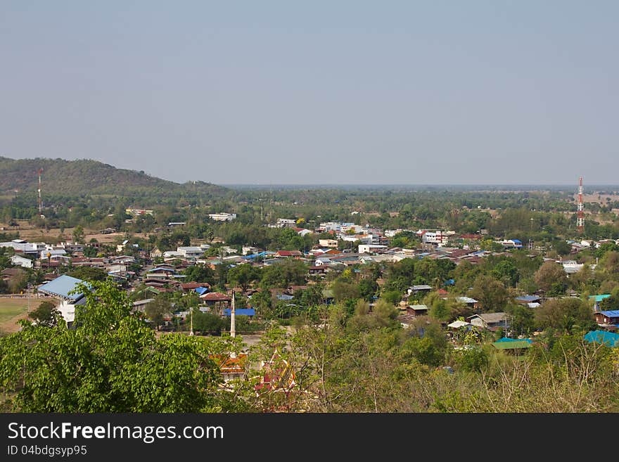 High angle view of housing in rural areas in Thailand. High angle view of housing in rural areas in Thailand.