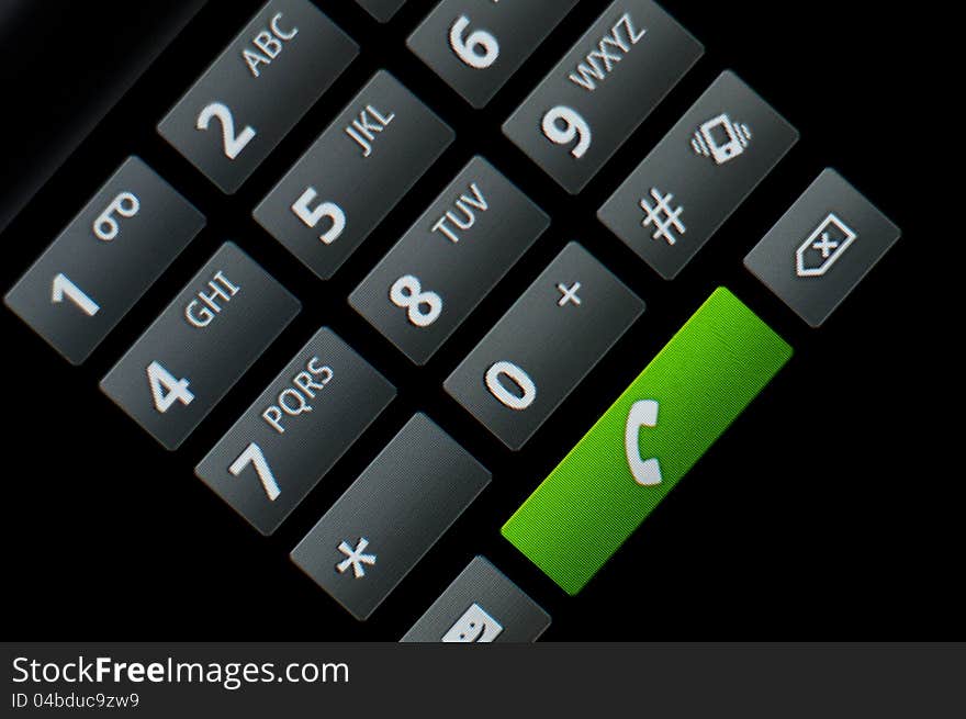 Phone Touchscreen Keypad on black. Phone Touchscreen Keypad on black