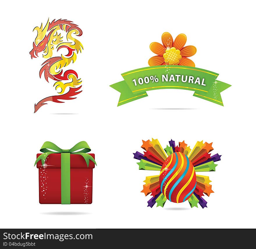 Web and nature elegance symbols set isolated