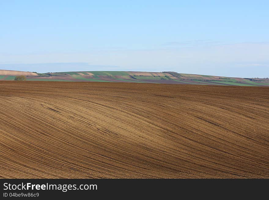 Farmland,large field with blue sky