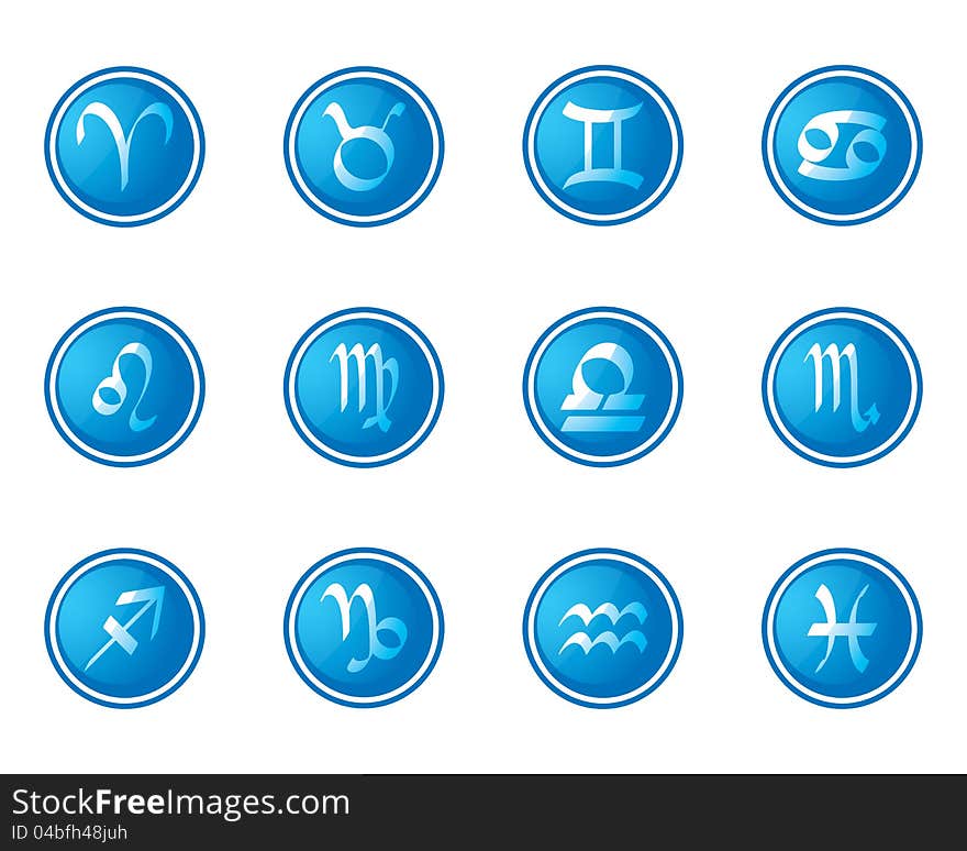 Horoscope zodiac signs, set of icons, vector illustration