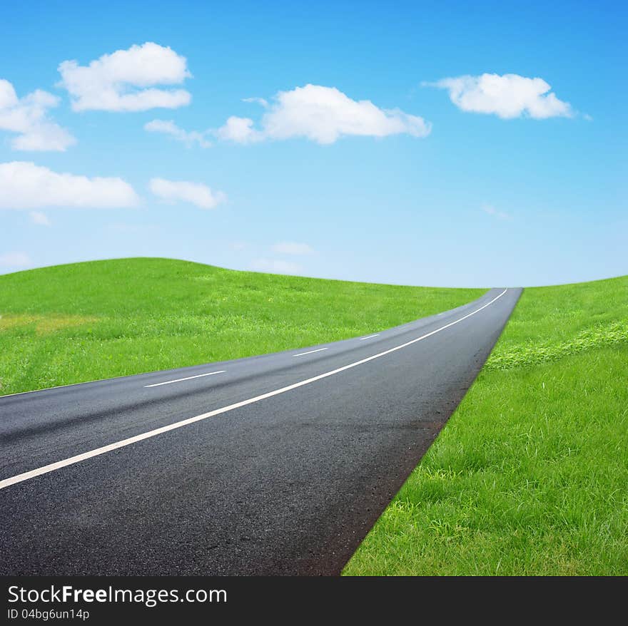 The road across the lawn beautiful landscape. The road across the lawn beautiful landscape.