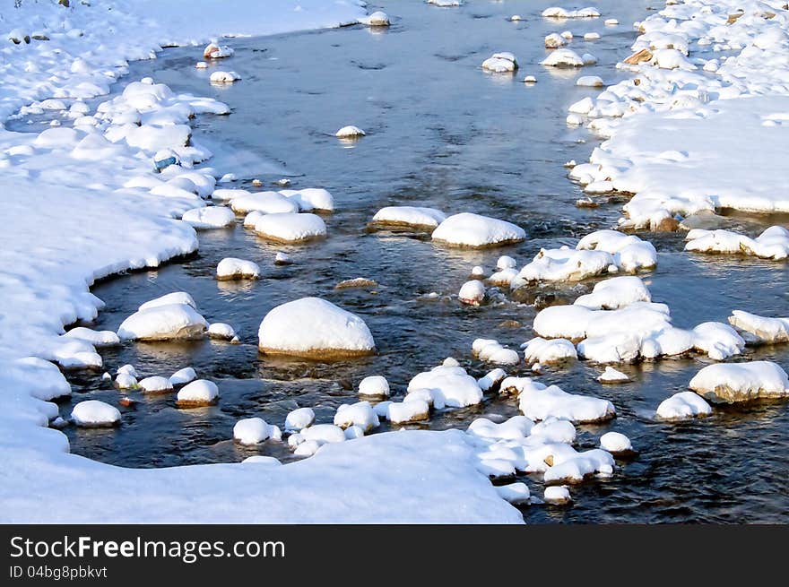 Icy torrent during winter