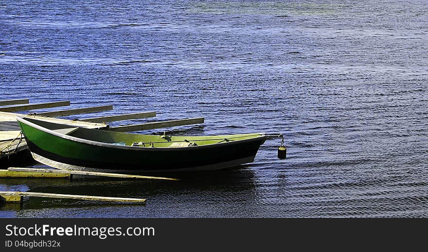 Rowboat on lake