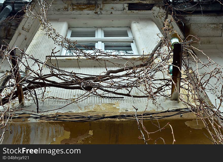 The facade of an old house.