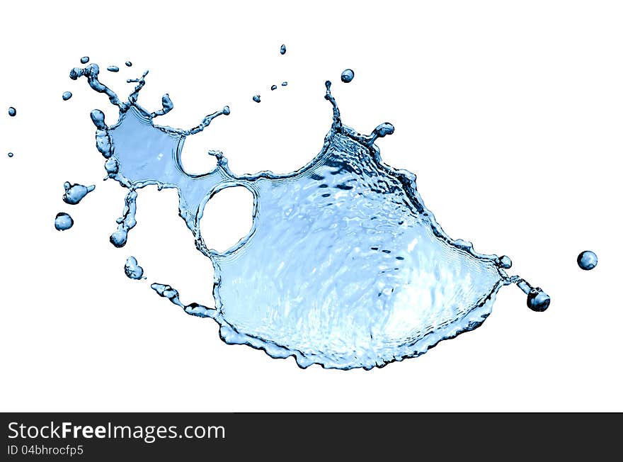 Abstract blue splashing water on white background. Isolated with clipping path. Abstract blue splashing water on white background. Isolated with clipping path