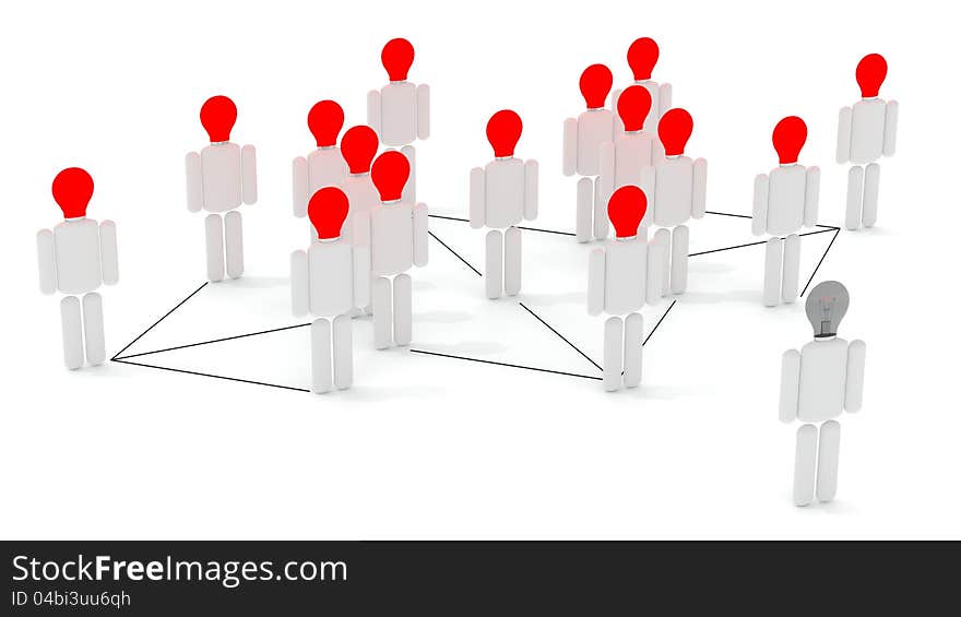 Many people connected in a social network.