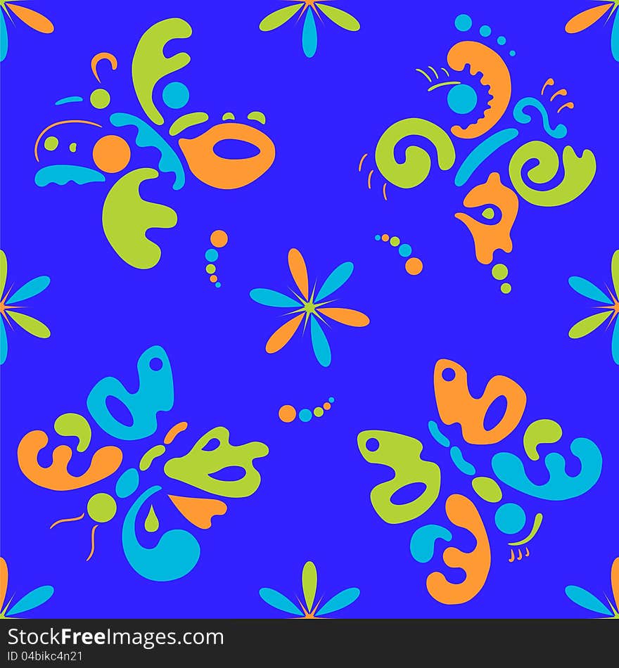 Bright seamless background with butterflies and flowers. Bright seamless background with butterflies and flowers.