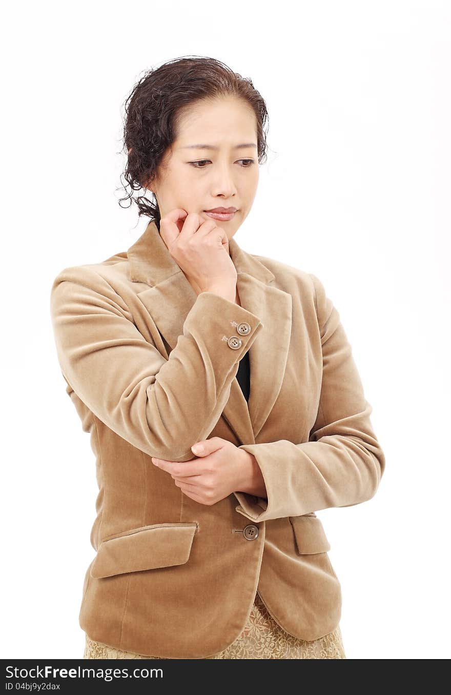 Portrait of asian business woman thinking. Portrait of asian business woman thinking