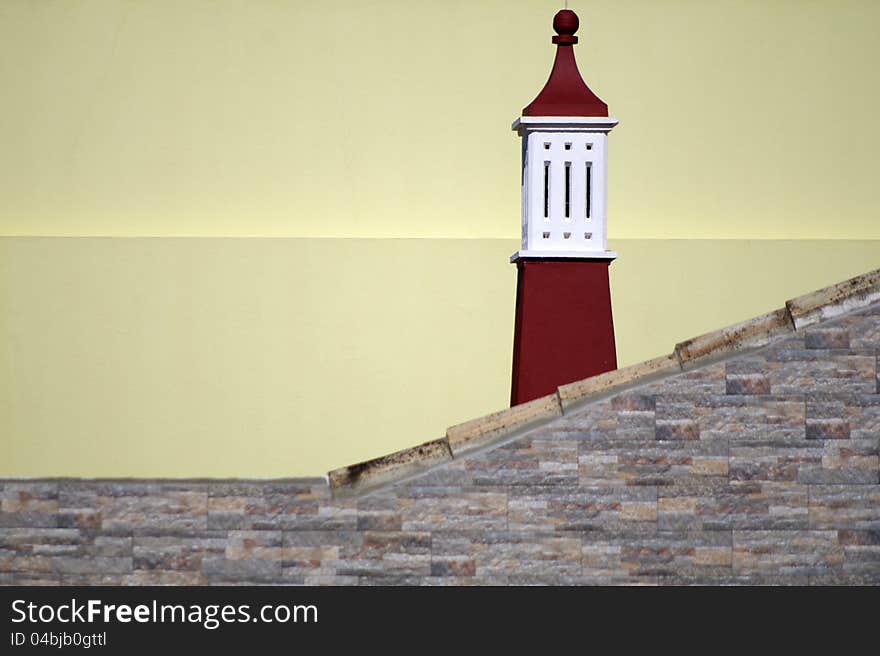 Algarvian chimney painted red and white. Algarvian chimney painted red and white