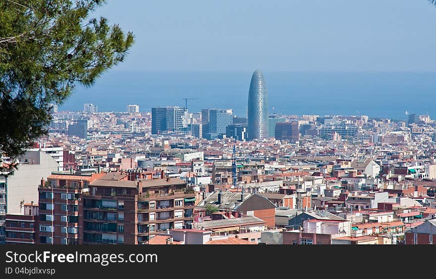 Panoramic view of Barcelona city, Spain.