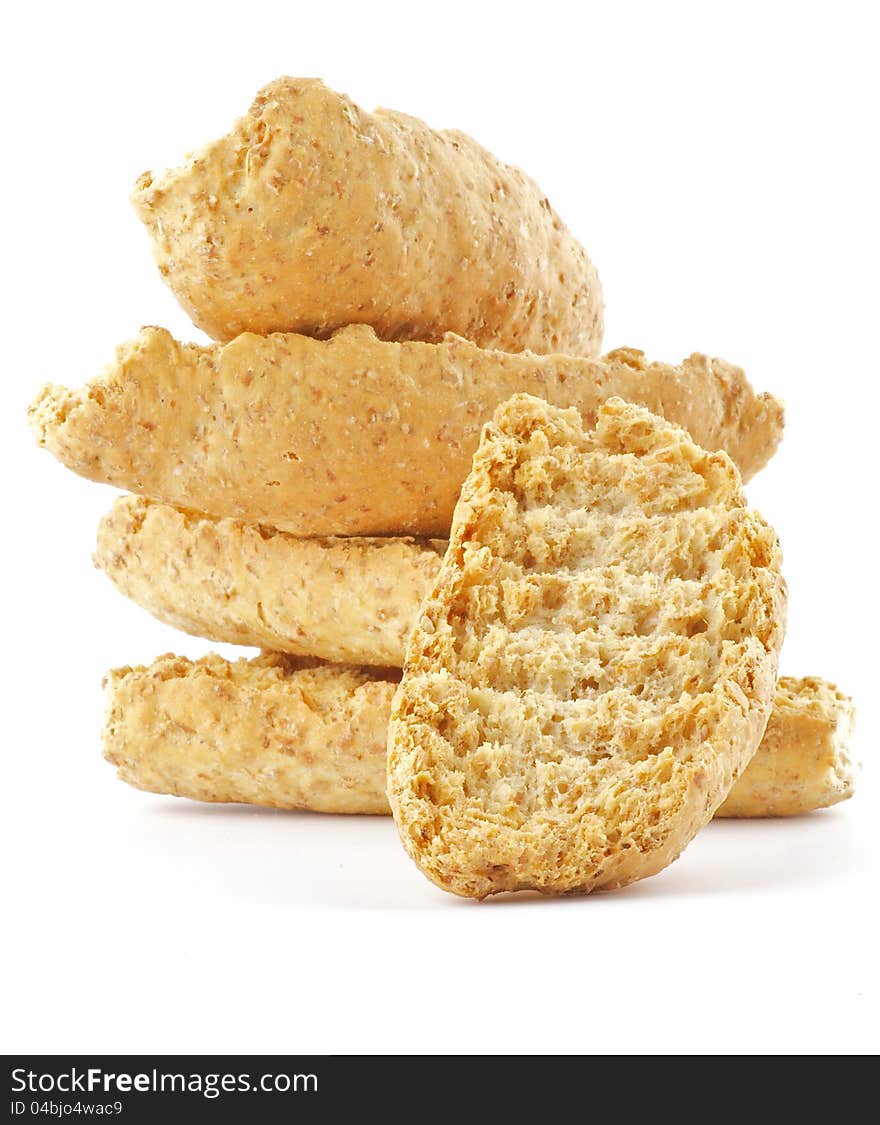 Whole grain biscuits  on white background