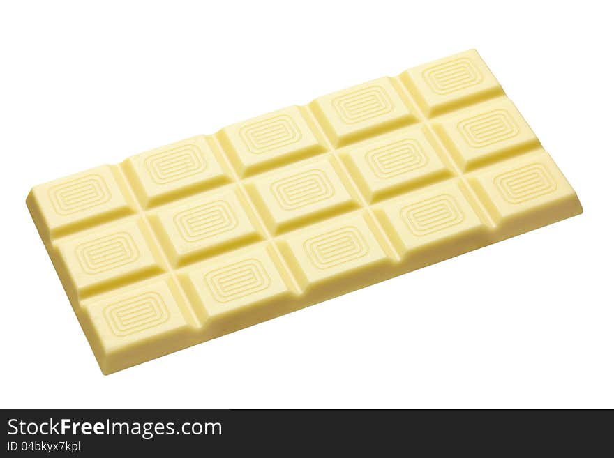 White chocolate bar, isolated on white background