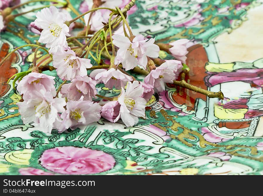 Cherry Blossoms on Asian Plate