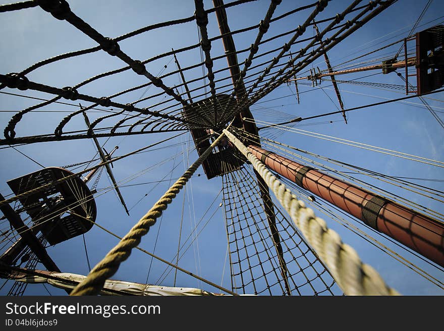 Three masts on tall ship