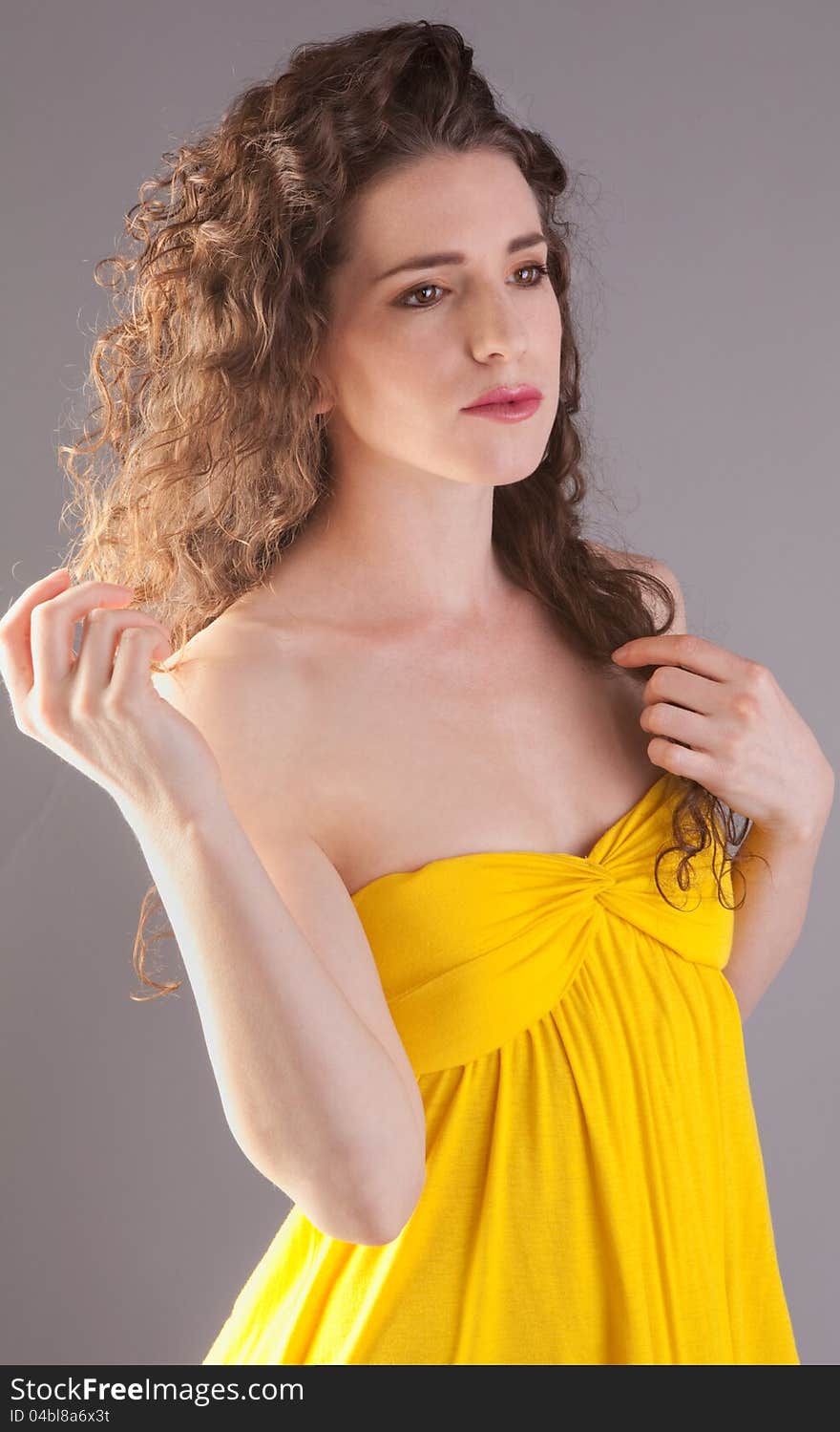 Beautiful Woman in Yellow Dress