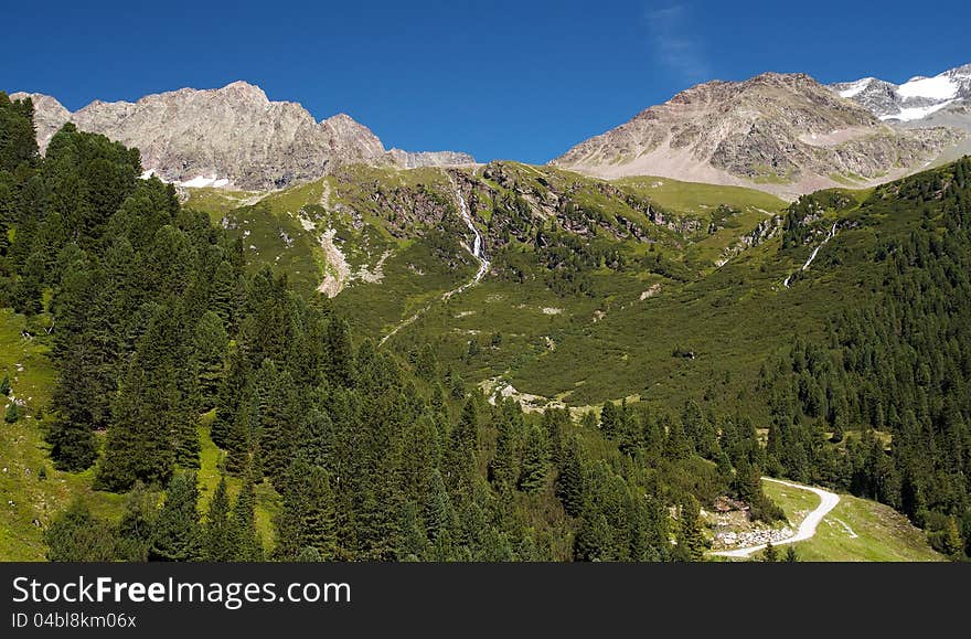 Mountains in Stubai's valley in Austria near Innsbruck. Mountains in Stubai's valley in Austria near Innsbruck