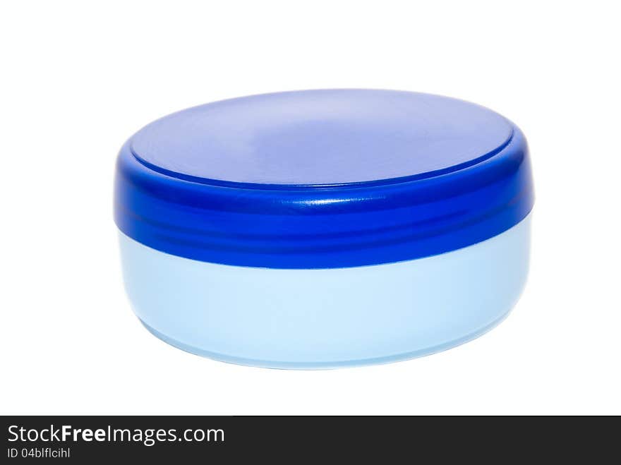 Blue plastic cream can