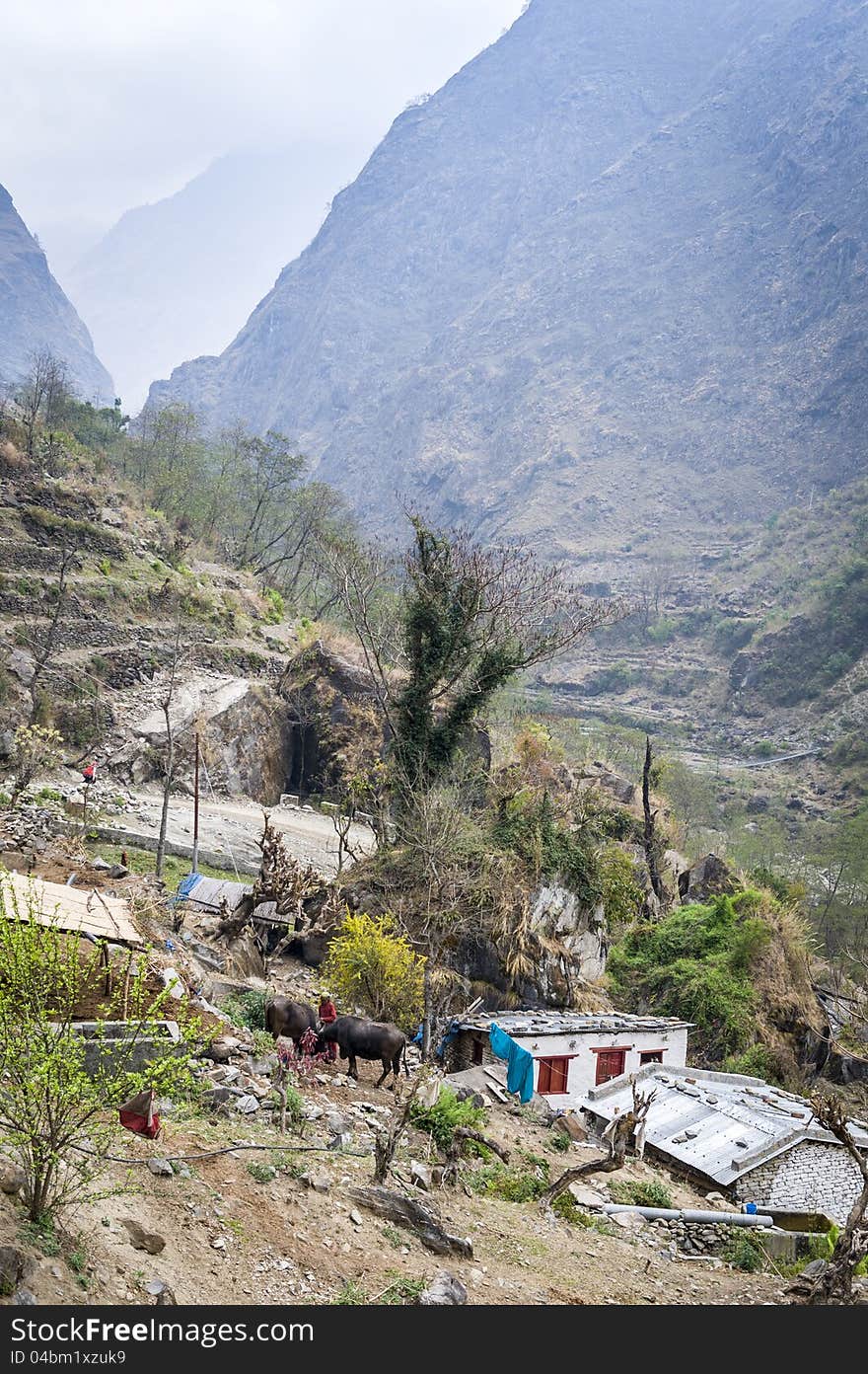 View of local house in Himalayan mountains