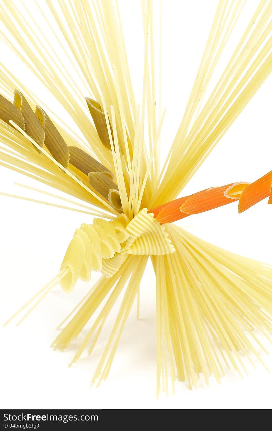 Bunch of spaghetti with color fusilli