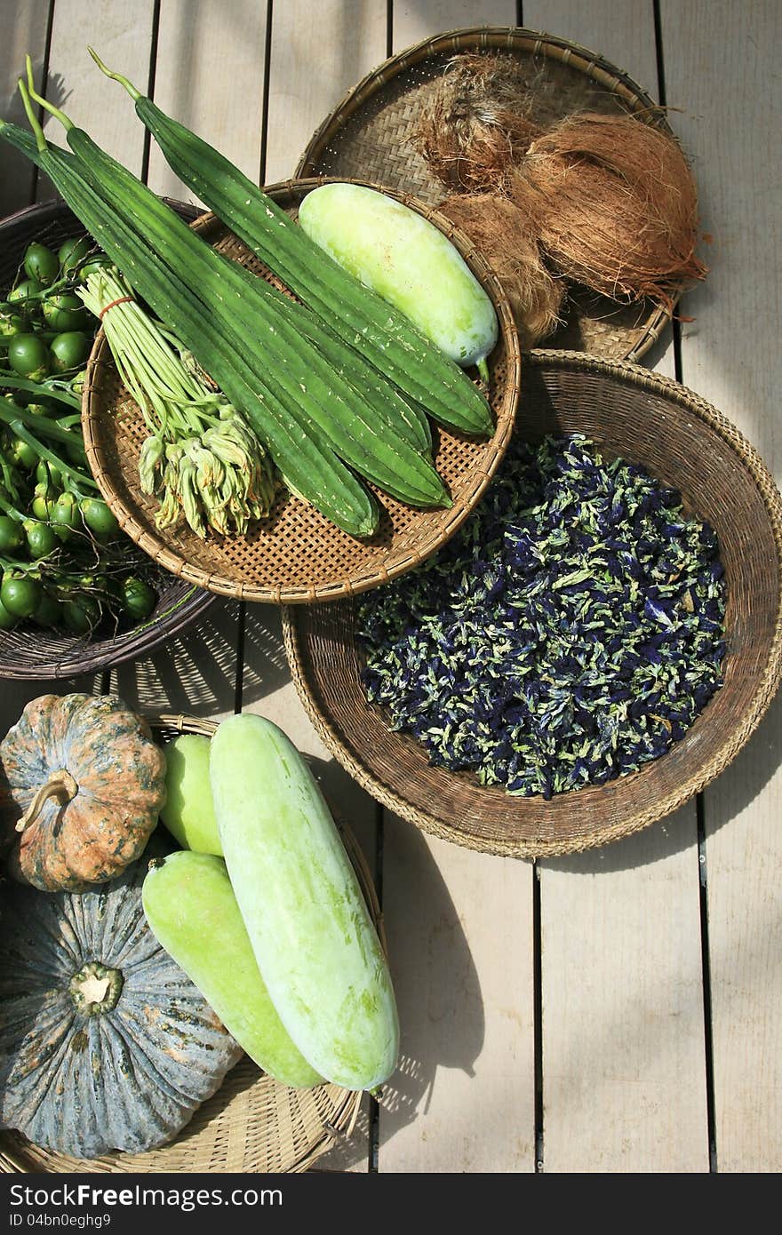 Vegetables on market table