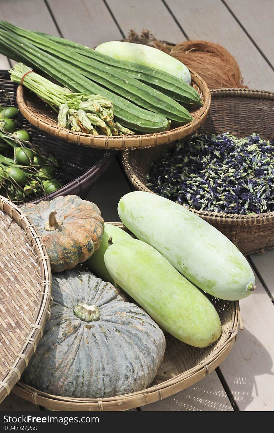 Vegetables on market table