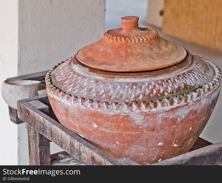 Old jar of water in rural areas of Thailand. Old jar of water in rural areas of Thailand.