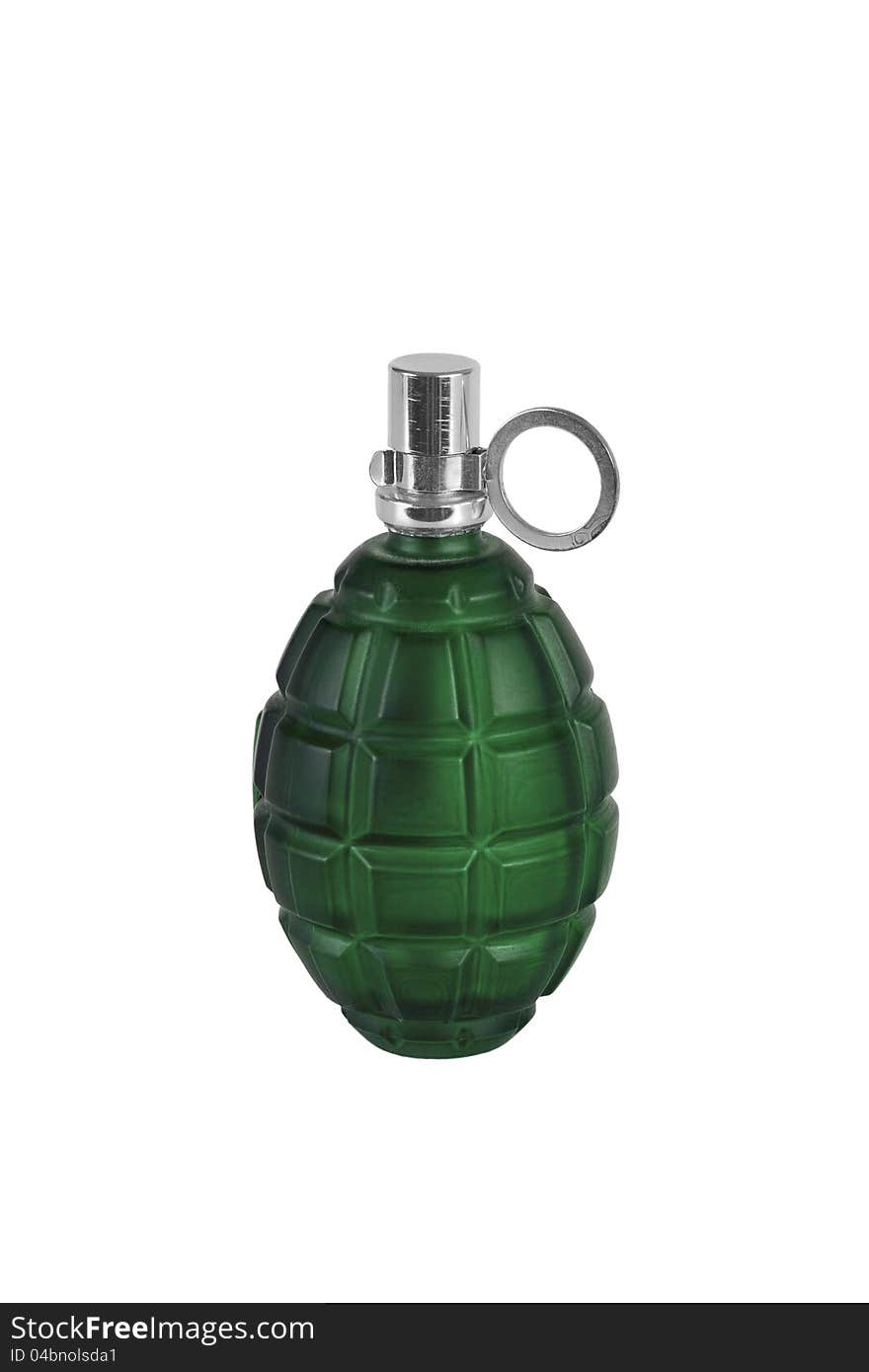 Model grenades in a bottle on a white background