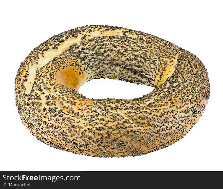 Bagels with poppy seeds isolated on white background with clipping path.