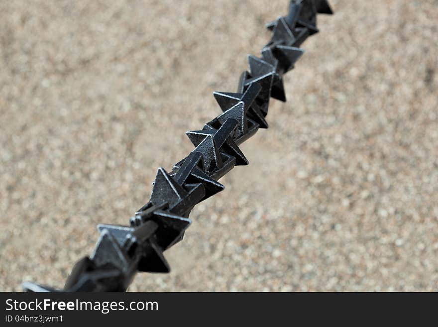 Chain fence in a street