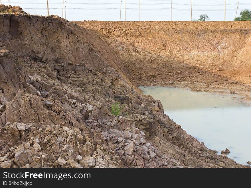 Evaporated Wells erosion, which has electric poles located far away. Evaporated Wells erosion, which has electric poles located far away.