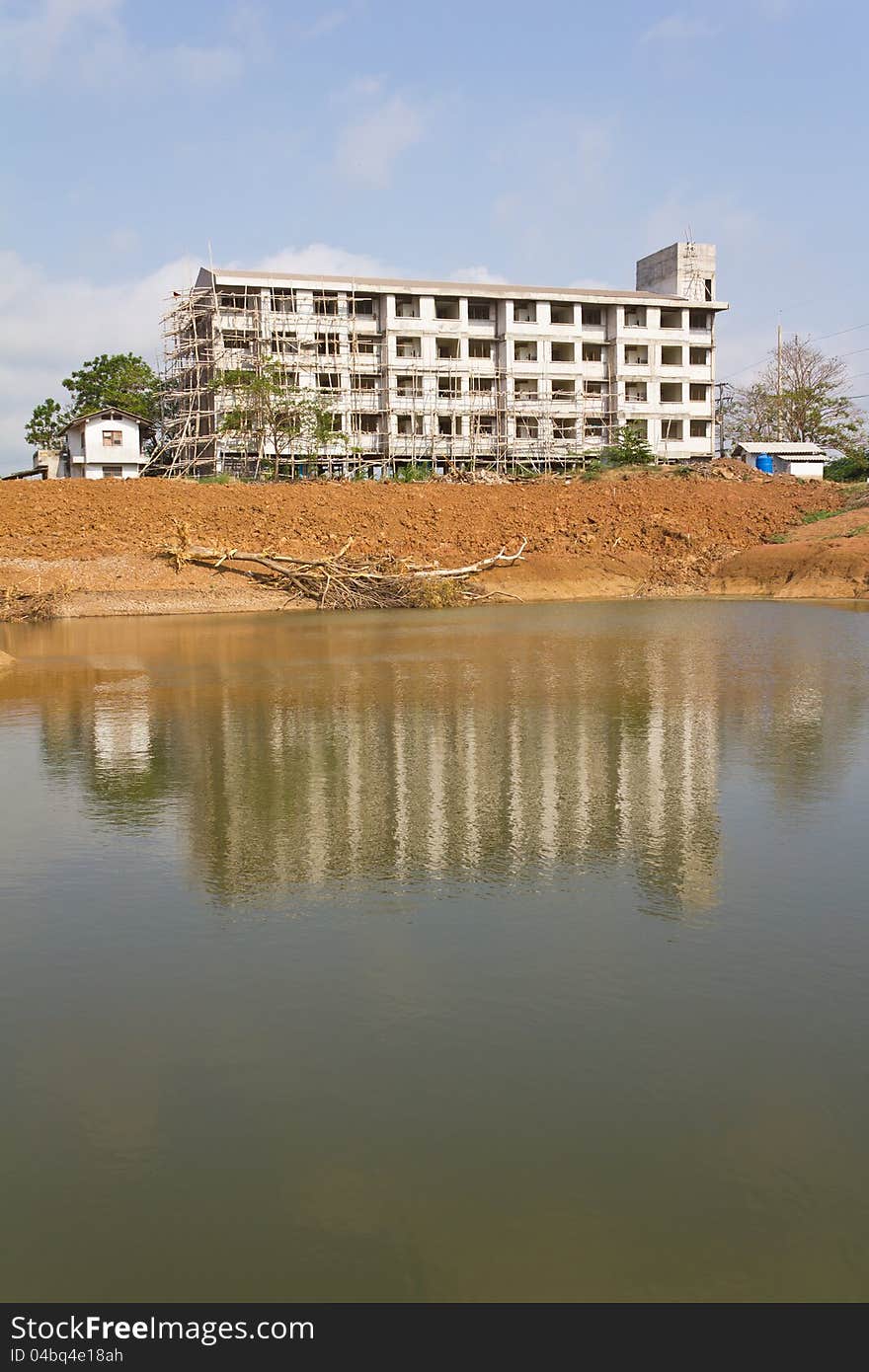 Many Buildings On The Pond.