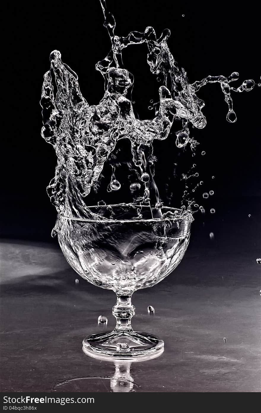 Splash in a glass with water