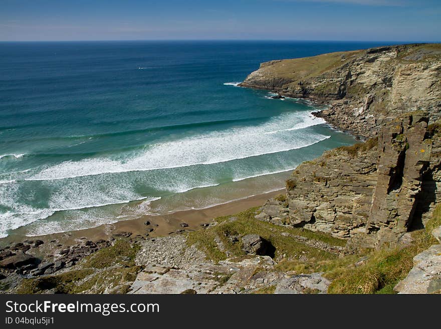 Treknow beach near Tintagel in North Cornwall uk