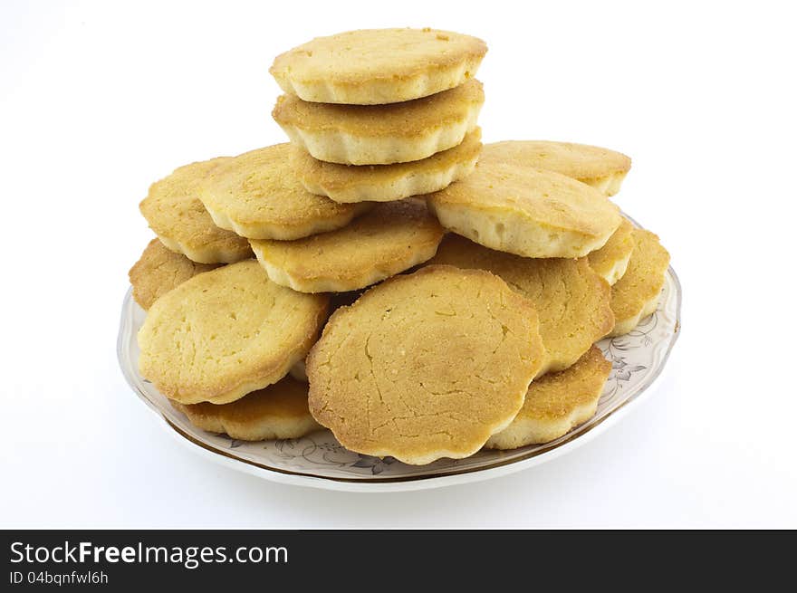 Baked sponge cakes on a white plate