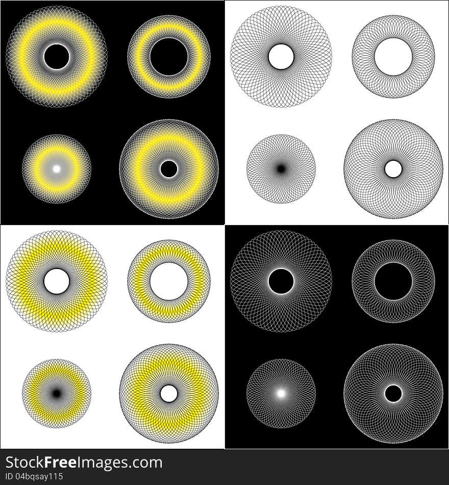 Different types of wired objects in black and white