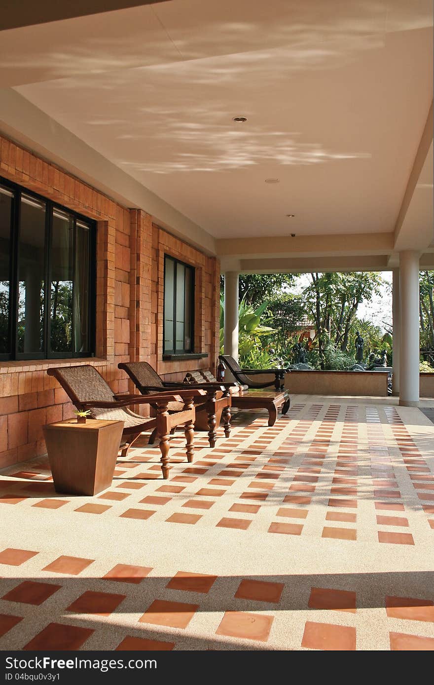 Thai balcony modern style and wood chair