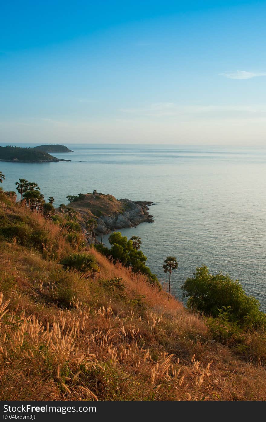 Phromthep cape viewpoint with blue sky Phuket,Thailand