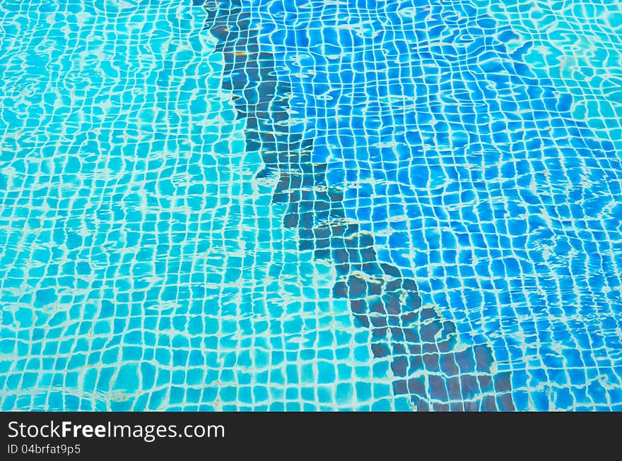 Various aqua blue tone tile in clear pool water. Various aqua blue tone tile in clear pool water