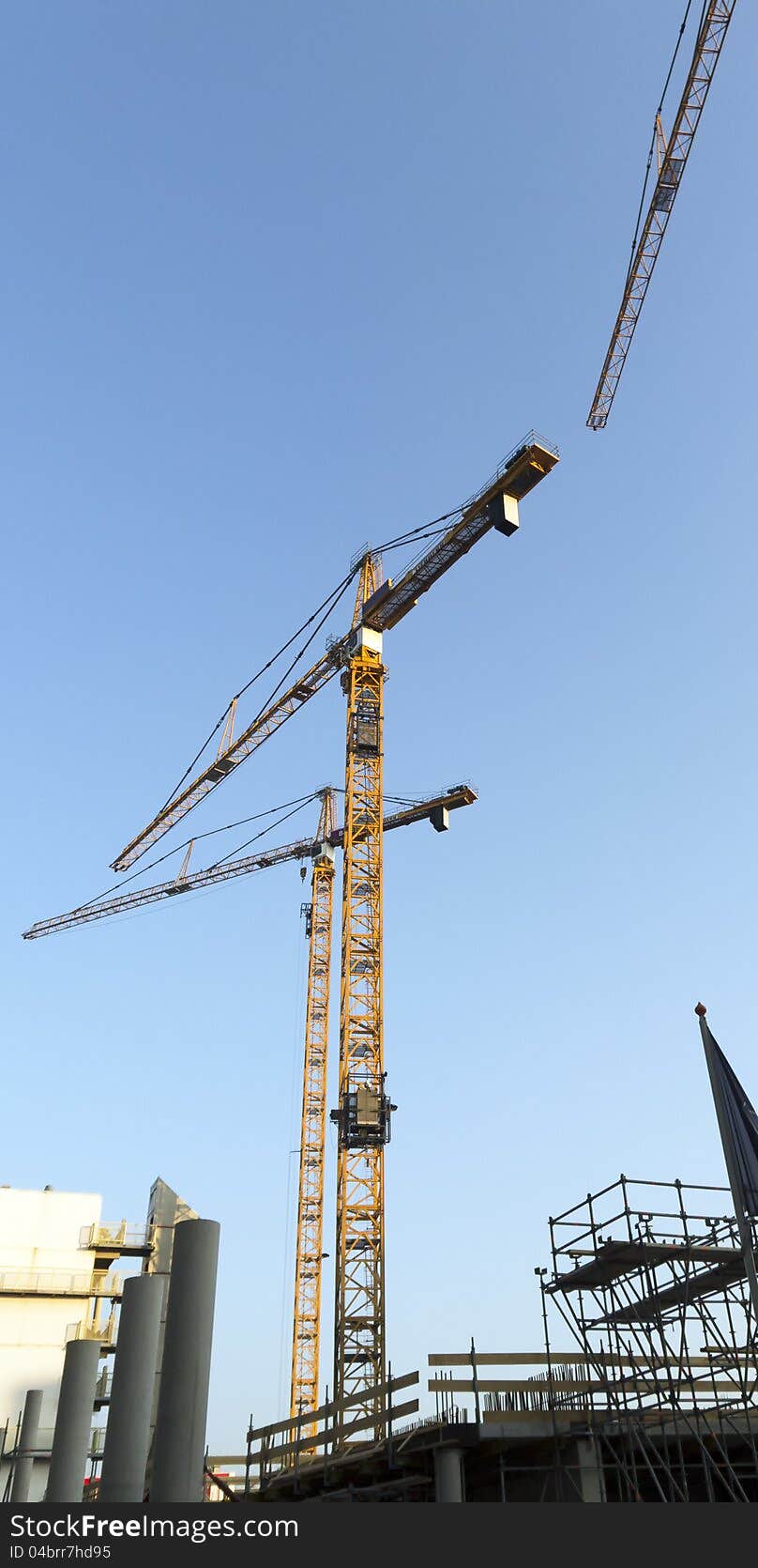 Some cranes on the construction site