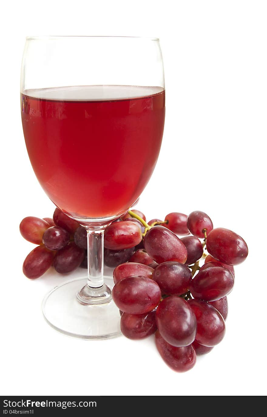 Glass of Red Grape Juice on a white background