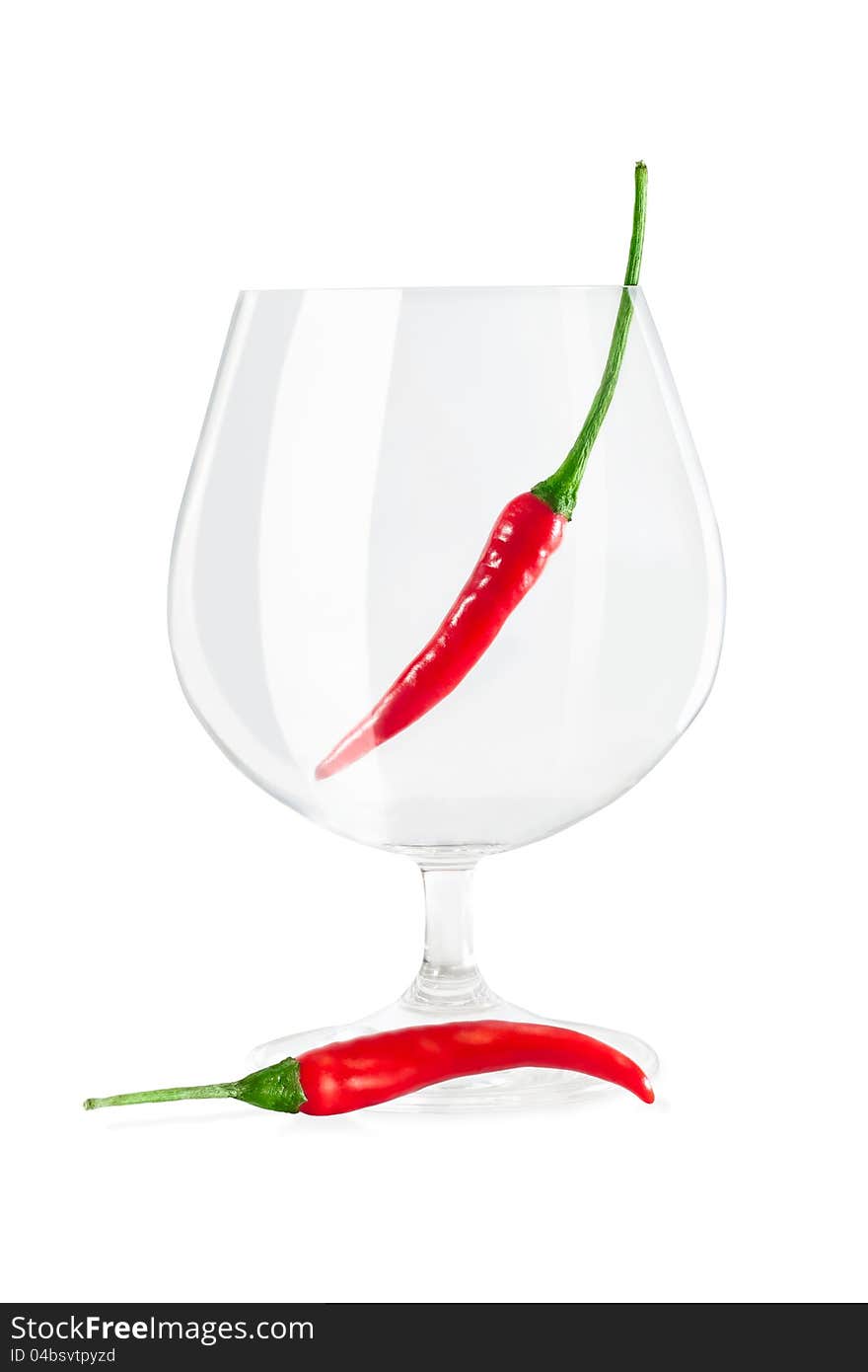 Red Peppers In A Wine Glass