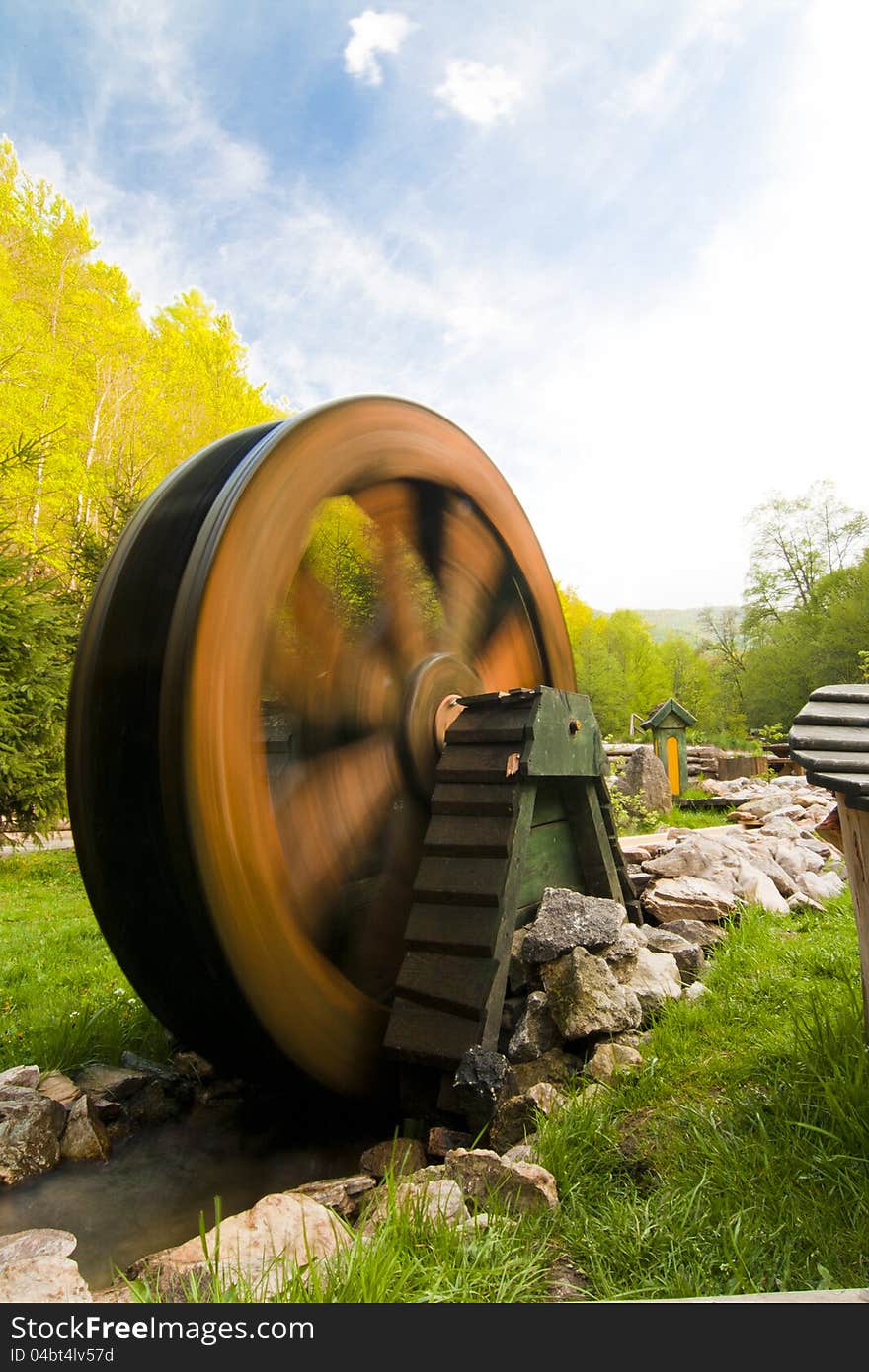 Water wheel mill in a rustic place