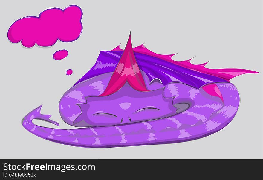 Little dreaming or sleeping dragon. Vector illustration eps10. Little dreaming or sleeping dragon. Vector illustration eps10.