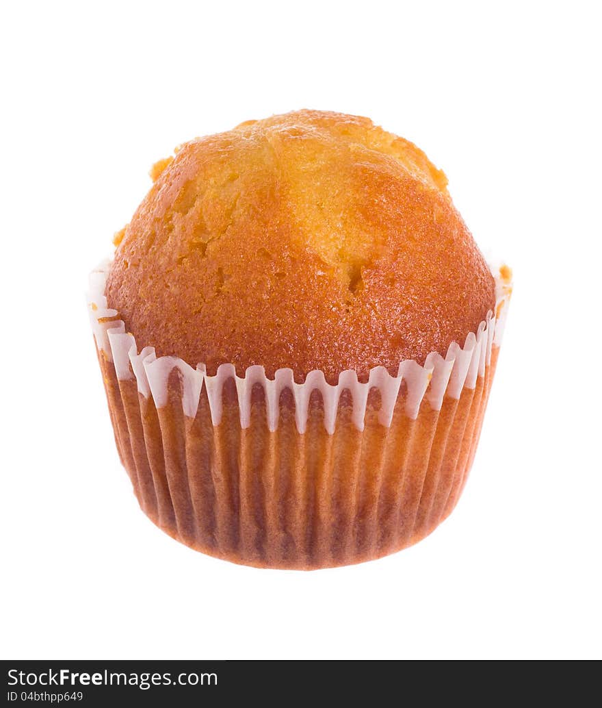 Vanilla cupcake on white background